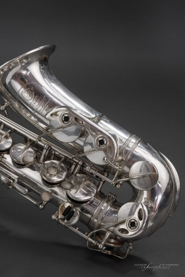 37XXX Versilbertes SELMER Super (Balanced) Action Altsaxophon von 1949, Gravur, 37736