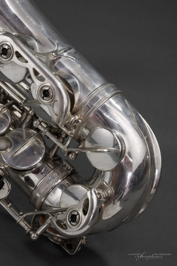 37XXX Versilbertes SELMER Super (Balanced) Action Altsaxophon von 1949, Gravur, 37736