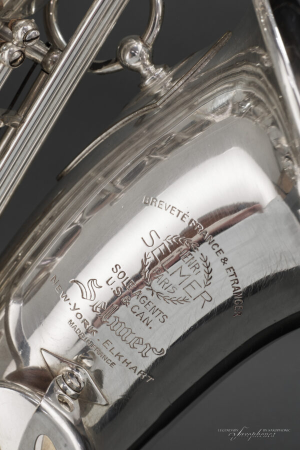 37XXX Versilbertes SELMER Super (Balanced) Action Altsaxophon von 1949, Gravur, 37736