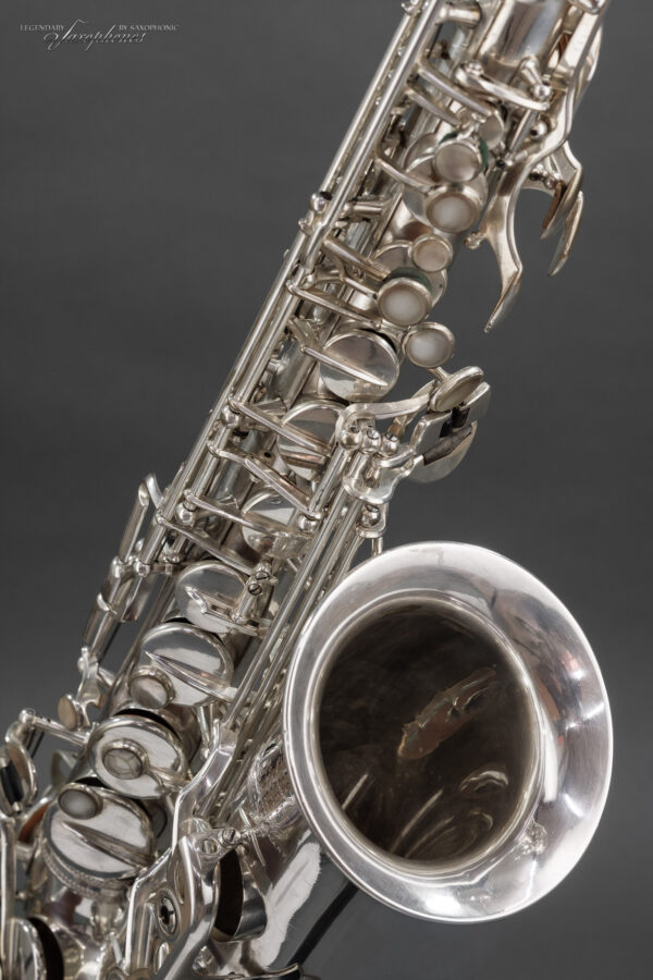 37XXX Versilbertes SELMER Super (Balanced) Action Altsaxophon von 1949, Gravur, 37736